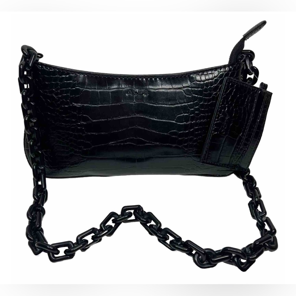 NWT ALDO Griregann Faux Leather Small Shoulder Purse Chain Strap Card Holder Set